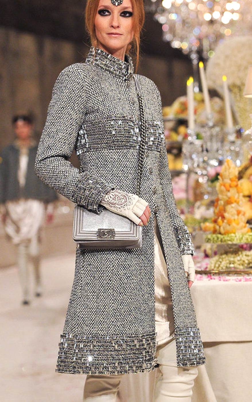 CHANEL 12PF Paris Bombay Black White Metallic Tweed Dress 38 シャネル ブラック ホワイト メタリック ツイード ワンピース