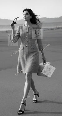 CHANEL 12PF Paris Bombay Black White Metallic Tweed Dress 38 シャネル ブラック ホワイト メタリック ツイード ワンピース 即発