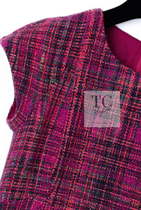 CHANEL 18PA Fuchsia Pink Purple Wool Mohair Tweed Dress 34 36 シャネル フューシャ ピンクパープル ウール モヘア ツイード ワンピース 即発