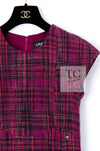 CHANEL 18PA Fuchsia Pink Purple Wool Mohair Tweed Dress 34 36 シャネル フューシャ ピンクパープル ウール モヘア ツイード ワンピース 即発