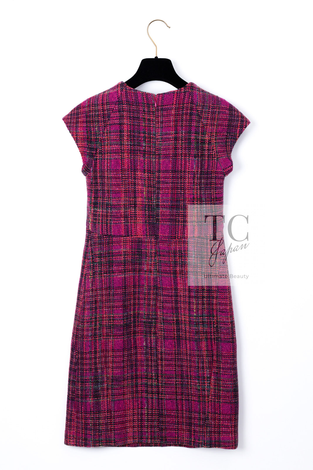 CHANEL 18PA Fuchsia Pink Purple Wool Mohair Tweed Dress 34 36 シャネル フューシャ ピンクパープル ウール モヘア ツイード ワンピース 即発