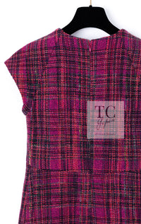 CHANEL 18PA Fuchsia Pink Purple Wool Mohair Tweed Dress 34 36 シャネル フューシャ ピンクパープル ウール モヘア ツイード ワンピース 即発