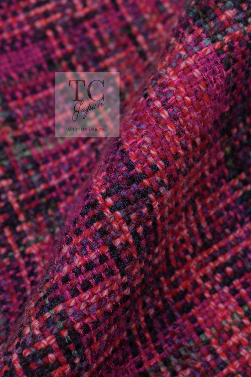 CHANEL 18PA Fuchsia Pink Purple Wool Mohair Tweed Dress 34 36 シャネル フューシャ ピンクパープル ウール モヘア ツイード ワンピース 即発