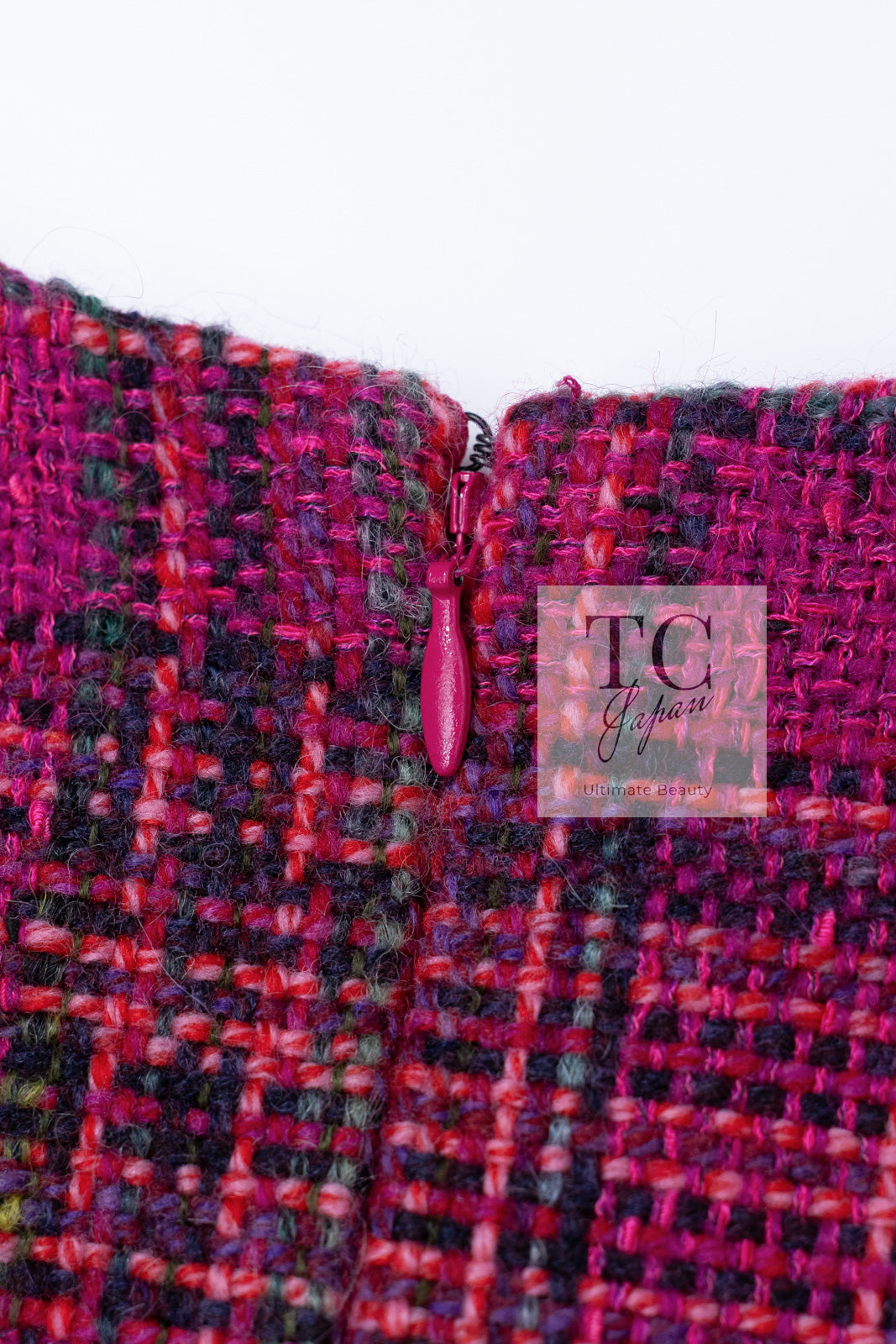 CHANEL 18PA Fuchsia Pink Purple Wool Mohair Tweed Dress 34 36 シャネル フューシャ ピンクパープル ウール モヘア ツイード ワンピース 即発