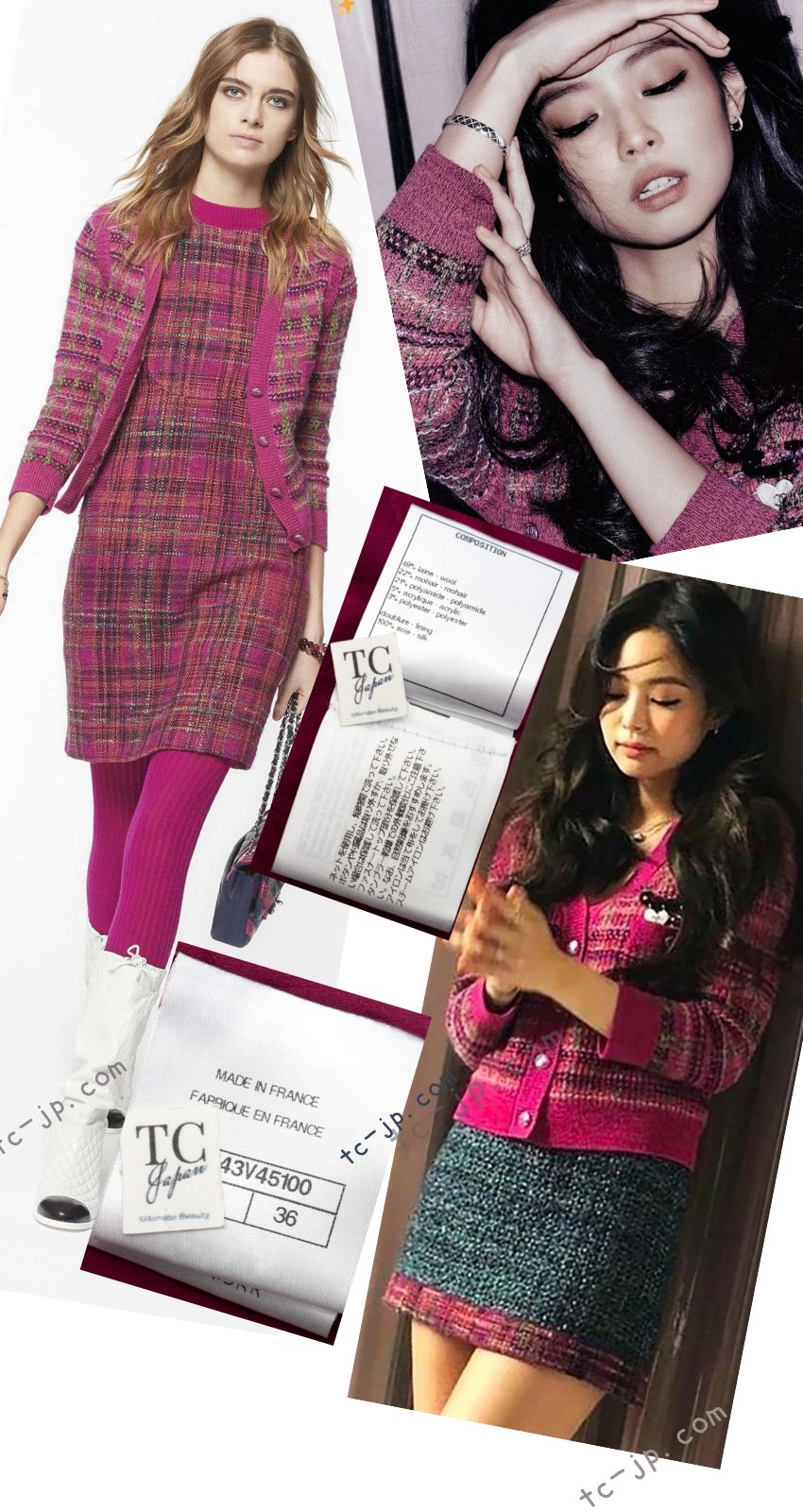 CHANEL 18PA Fuchsia Pink Purple Wool Mohair Tweed Dress 34 36 シャネル フューシャ ピンクパープル ウール モヘア ツイード ワンピース 即発
