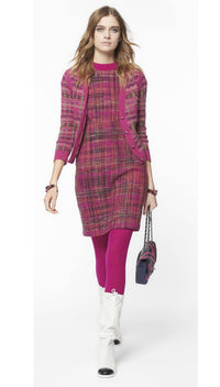 CHANEL 18PA Fuchsia Pink Purple Wool Mohair Tweed Dress 34 36 シャネル フューシャ ピンクパープル ウール モヘア ツイード ワンピース 即発