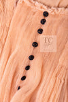 CHANEL 07PF Nude Beige Apricot Chiffon Black Ribbon Dress 34 36 シャネル ヌード ベージュ アプリコット シフォン ブラック リボン ワンピース 即発