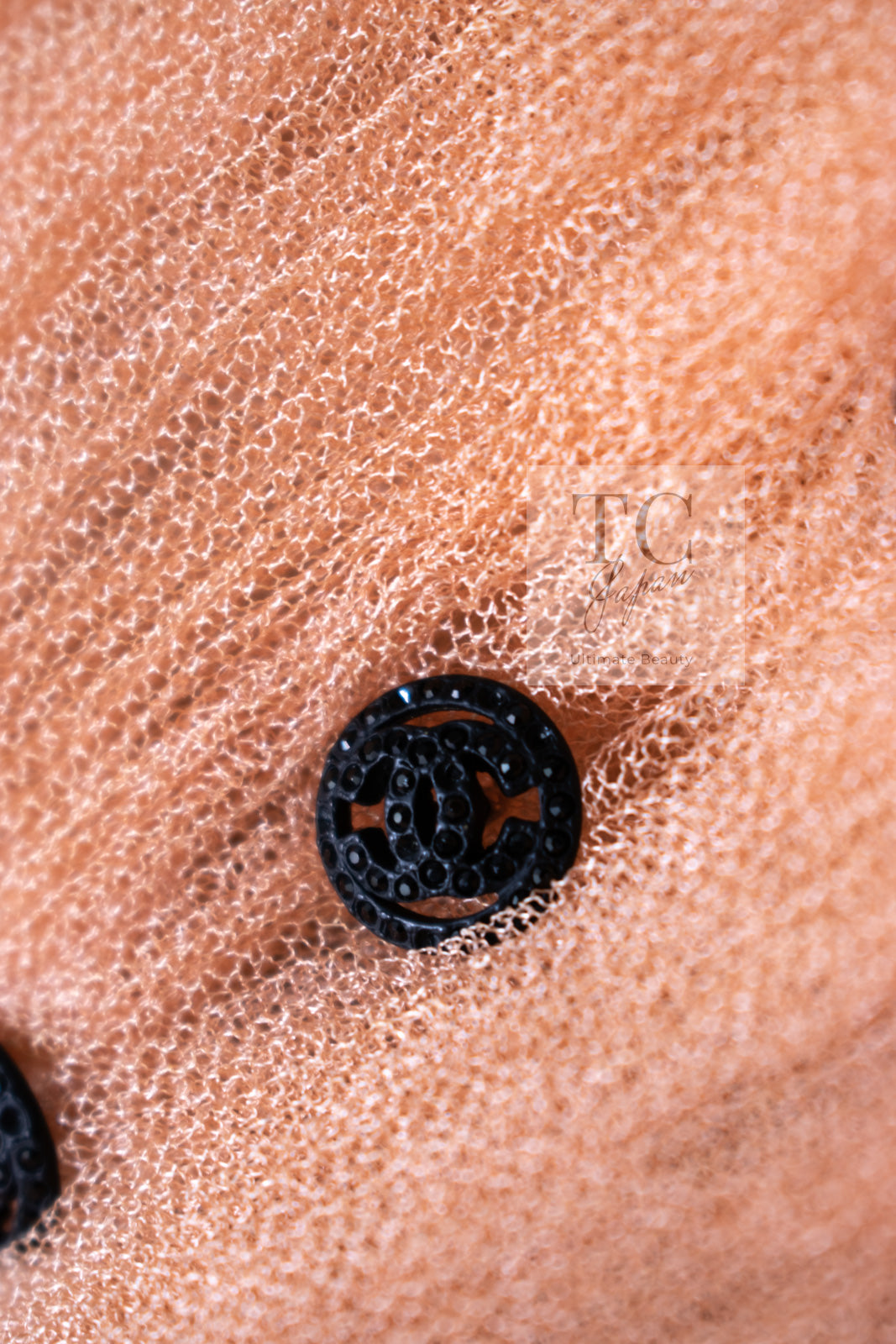 CHANEL 07PF Nude Beige Apricot Chiffon Black Ribbon Dress 34 36 シャネル ヌード ベージュ アプリコット シフォン ブラック リボン ワンピース 即発