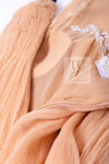 CHANEL 07PF Nude Beige Apricot Chiffon Black Ribbon Dress 34 36 シャネル ヌード ベージュ アプリコット シフォン ブラック リボン ワンピース 即発