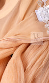 CHANEL 07PF Nude Beige Apricot Chiffon Black Ribbon Dress 34 36 シャネル ヌード ベージュ アプリコット シフォン ブラック リボン ワンピース 即発