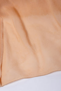 CHANEL 07PF Nude Beige Apricot Chiffon Black Ribbon Dress 34 36 シャネル ヌード ベージュ アプリコット シフォン ブラック リボン ワンピース 即発