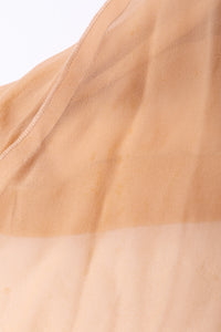 CHANEL 07PF Nude Beige Apricot Chiffon Black Ribbon Dress 34 36 シャネル ヌード ベージュ アプリコット シフォン ブラック リボン ワンピース 即発