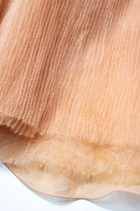 CHANEL 07PF Nude Beige Apricot Chiffon Black Ribbon Dress 34 36 シャネル ヌード ベージュ アプリコット シフォン ブラック リボン ワンピース 即発