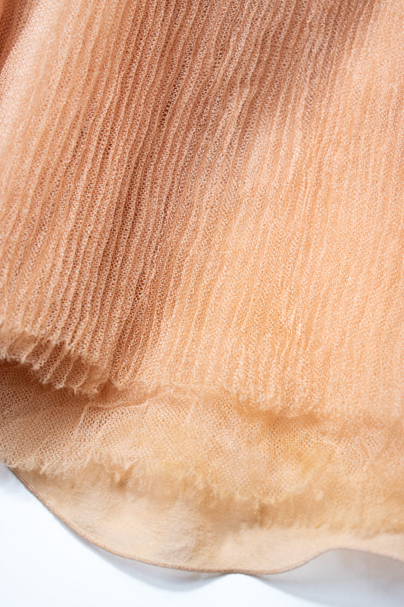 CHANEL 07PF Nude Beige Apricot Chiffon Black Ribbon Dress 34 36 シャネル ヌード ベージュ アプリコット シフォン ブラック リボン ワンピース 即発