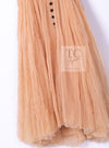 CHANEL 07PF Nude Beige Apricot Chiffon Black Ribbon Dress 34 36 シャネル ヌード ベージュ アプリコット シフォン ブラック リボン ワンピース 即発