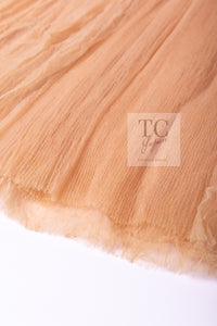 CHANEL 07PF Nude Beige Apricot Chiffon Black Ribbon Dress 34 36 シャネル ヌード ベージュ アプリコット シフォン ブラック リボン ワンピース 即発