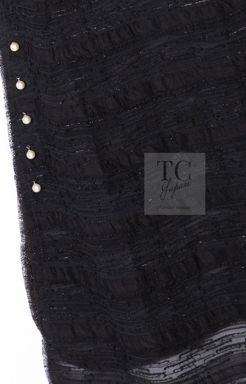 CHANEL 04S Black Metallic Pearl Button Dress with Slip 36 シャネル ブラック メタリック パールボタン ワンピース スリップ付き 即発