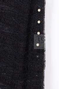 CHANEL 04S Black Metallic Pearl Button Dress with Slip 36 シャネル ブラック メタリック パールボタン ワンピース スリップ付き 即発