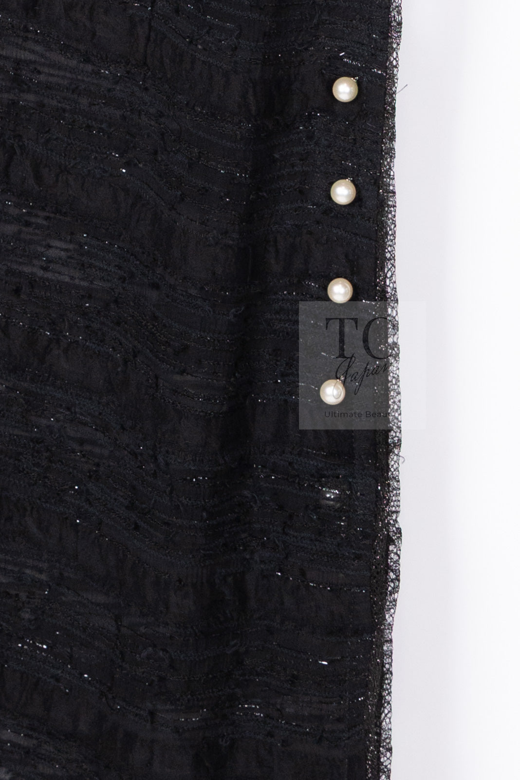 CHANEL 04S Black Metallic Pearl Button Dress with Slip 36 シャネル ブラック メタリック パールボタン ワンピース スリップ付き 即発