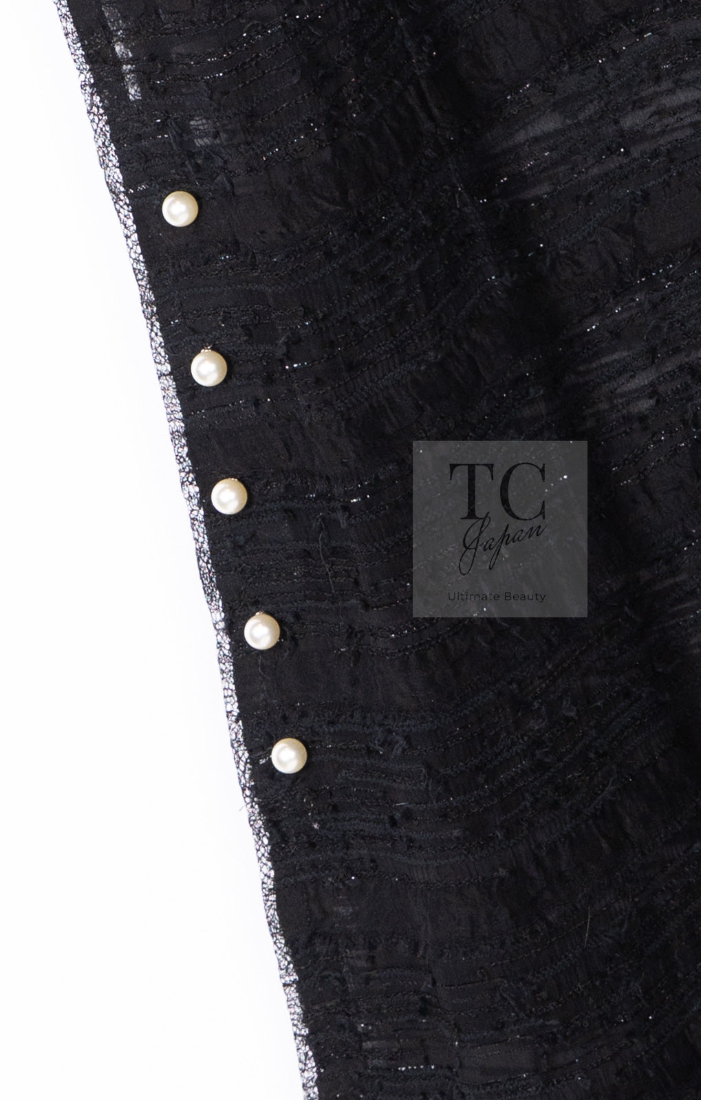 CHANEL 04S Black Metallic Pearl Button Dress with Slip 36 シャネル ブラック メタリック パールボタン ワンピース スリップ付き 即発