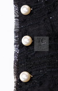 CHANEL 04S Black Metallic Pearl Button Dress with Slip 36 シャネル ブラック メタリック パールボタン ワンピース スリップ付き 即発