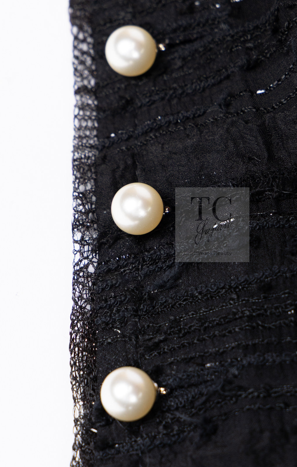 CHANEL 04S Black Metallic Pearl Button Dress with Slip 36 シャネル ブラック メタリック パールボタン ワンピース スリップ付き 即発