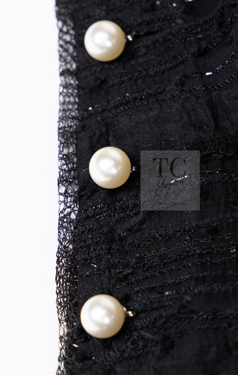 CHANEL 04S Black Metallic Pearl Button Dress with Slip 36 シャネル ブラック メタリック パールボタン ワンピース スリップ付き 即発
