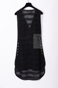 CHANEL 04S Black Metallic Pearl Button Dress with Slip 36 シャネル ブラック メタリック パールボタン ワンピース スリップ付き