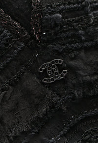 CHANEL 04S Black Metallic Pearl Button Dress with Slip 36 シャネル ブラック メタリック パールボタン ワンピース スリップ付き 即発