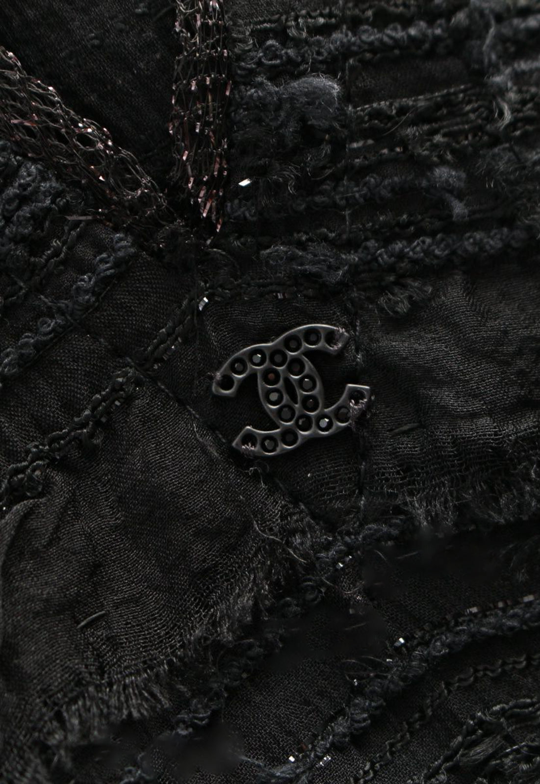 CHANEL 04S Black Metallic Pearl Button Dress with Slip 36 シャネル ブラック メタリック パールボタン ワンピース スリップ付き 即発