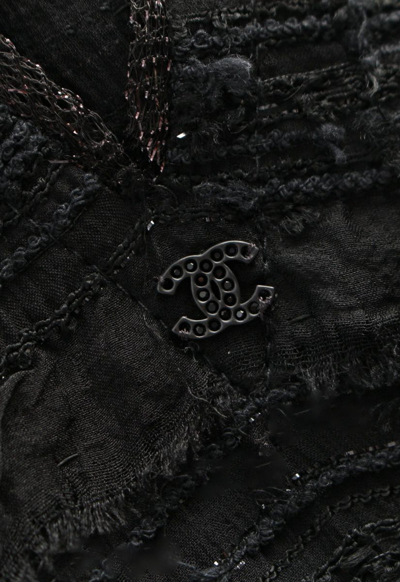 CHANEL 04S Black Metallic Pearl Button Dress with Slip 36 シャネル ブラック メタリック パールボタン ワンピース スリップ付き 即発