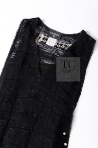 CHANEL 04S Black Metallic Pearl Button Dress with Slip 36 シャネル ブラック メタリック パールボタン ワンピース スリップ付き 即発