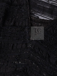 CHANEL 04S Black Metallic Pearl Button Dress with Slip 36 シャネル ブラック メタリック パールボタン ワンピース スリップ付き