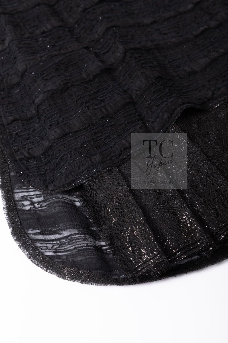 CHANEL 04S Black Metallic Pearl Button Dress with Slip 36 シャネル ブラック メタリック パールボタン ワンピース スリップ付き