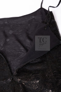 CHANEL 04S Black Metallic Pearl Button Dress with Slip 36 シャネル ブラック メタリック パールボタン ワンピース スリップ付き 即発