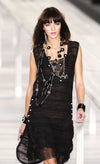 CHANEL 04S Black Metallic Pearl Button Dress with Slip 36 シャネル ブラック メタリック パールボタン ワンピース スリップ付き