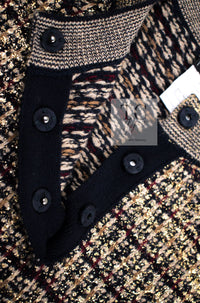 CHANEL 11PF Black Gold Metallic Gripoix Cashmere Wool Knit Dress 36 シャネル ブラック ゴールド メタリック グリポワ カシミア ウール ニット ワンピース 即発