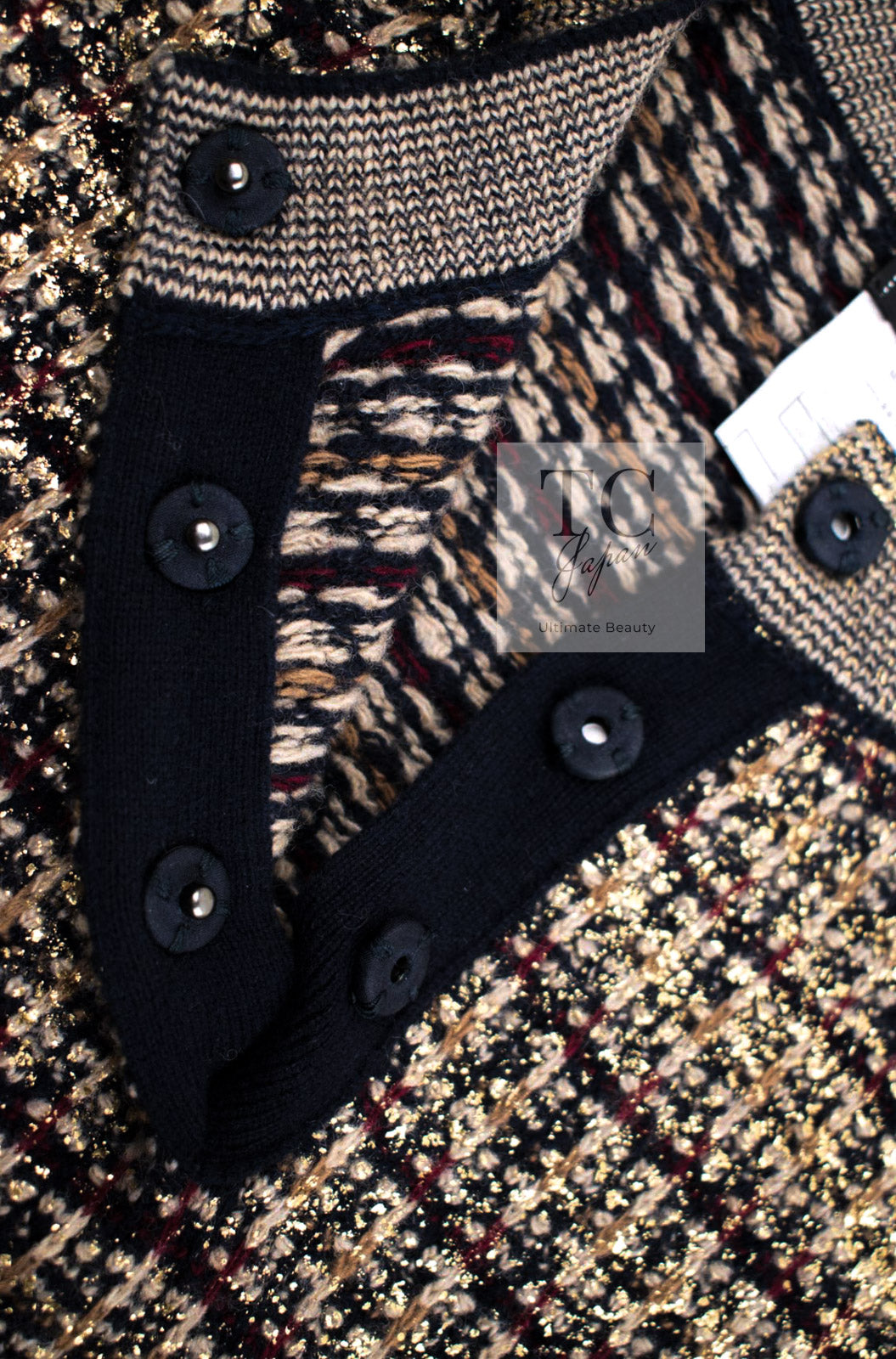 CHANEL 11PF Black Gold Metallic Gripoix Cashmere Wool Knit Dress 36 シャネル ブラック ゴールド メタリック グリポワ カシミア ウール ニット ワンピース 即発