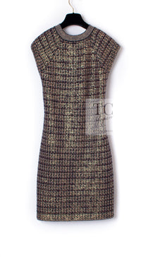 CHANEL 11PF Black Gold Metallic Gripoix Cashmere Wool Knit Dress 36 シャネル ブラック ゴールド メタリック グリポワ カシミア ウール ニット ワンピース 即発
