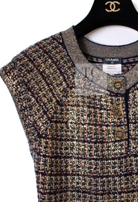 CHANEL 11PF Black Gold Metallic Gripoix Cashmere Wool Knit Dress 36 シャネル ブラック ゴールド メタリック グリポワ カシミア ウール ニット ワンピース 即発