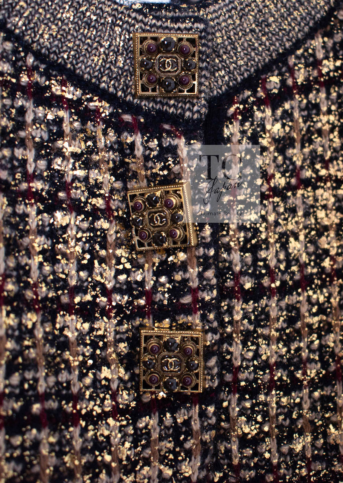 CHANEL 11PF Black Gold Metallic Gripoix Cashmere Wool Knit Dress 36 シャネル ブラック ゴールド メタリック グリポワ カシミア ウール ニット ワンピース 即発