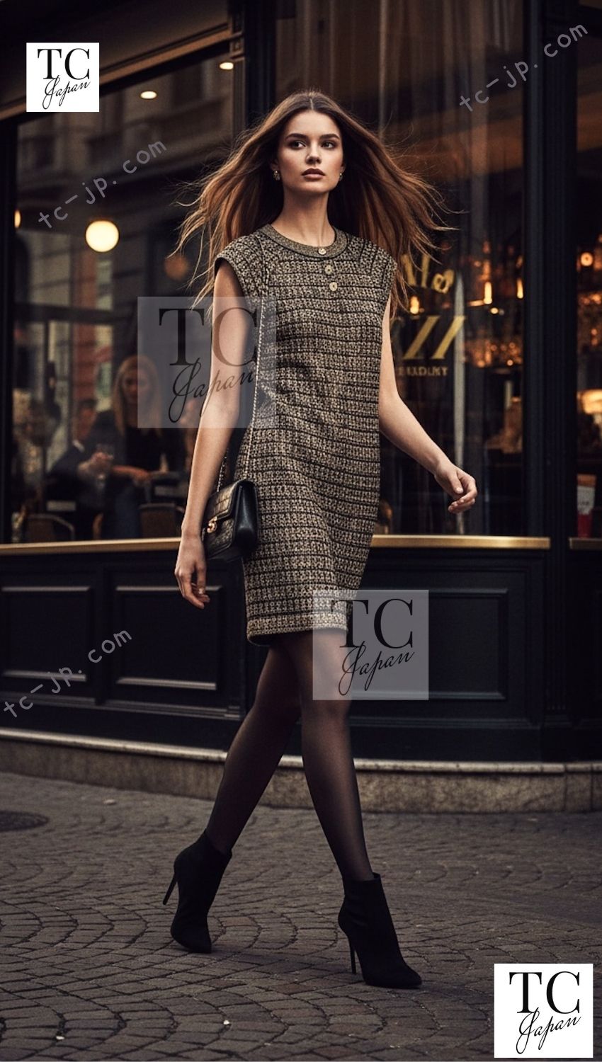 CHANEL 11PF black gold cashmere wool knit metallic women's dress 1