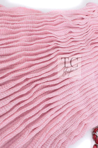 CHANEL 13C Pink Cashmere Linen Ruffle Knit A-Line Dress 34 シャネル ピンク カシミア リネン Aライン ニット ワンピース 即発