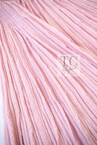CHANEL 13C Pink Cashmere Linen Ruffle Knit A-Line Dress 34 シャネル ピンク カシミア リネン Aライン ニット ワンピース 即発