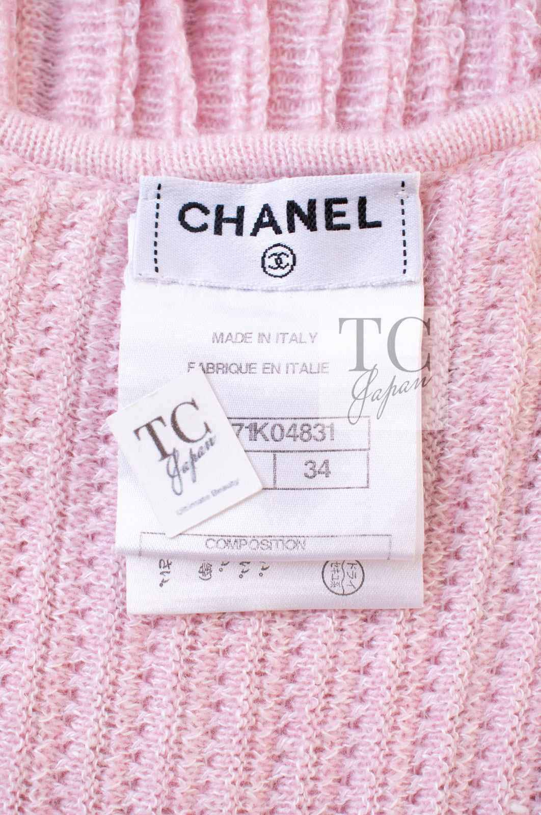 CHANEL 13C Pink Cashmere Linen Ruffle Knit A-Line Dress 34 シャネル ピンク カシミア リネン Aライン ニット ワンピース 即発