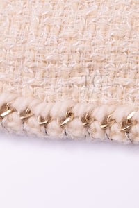 CHANEL Dress 11A Ivory Gold Chain Trim Wool Tweed 38 シャネル ワンピース アイボリー ゴールド チェーン トリム ウール ツイード