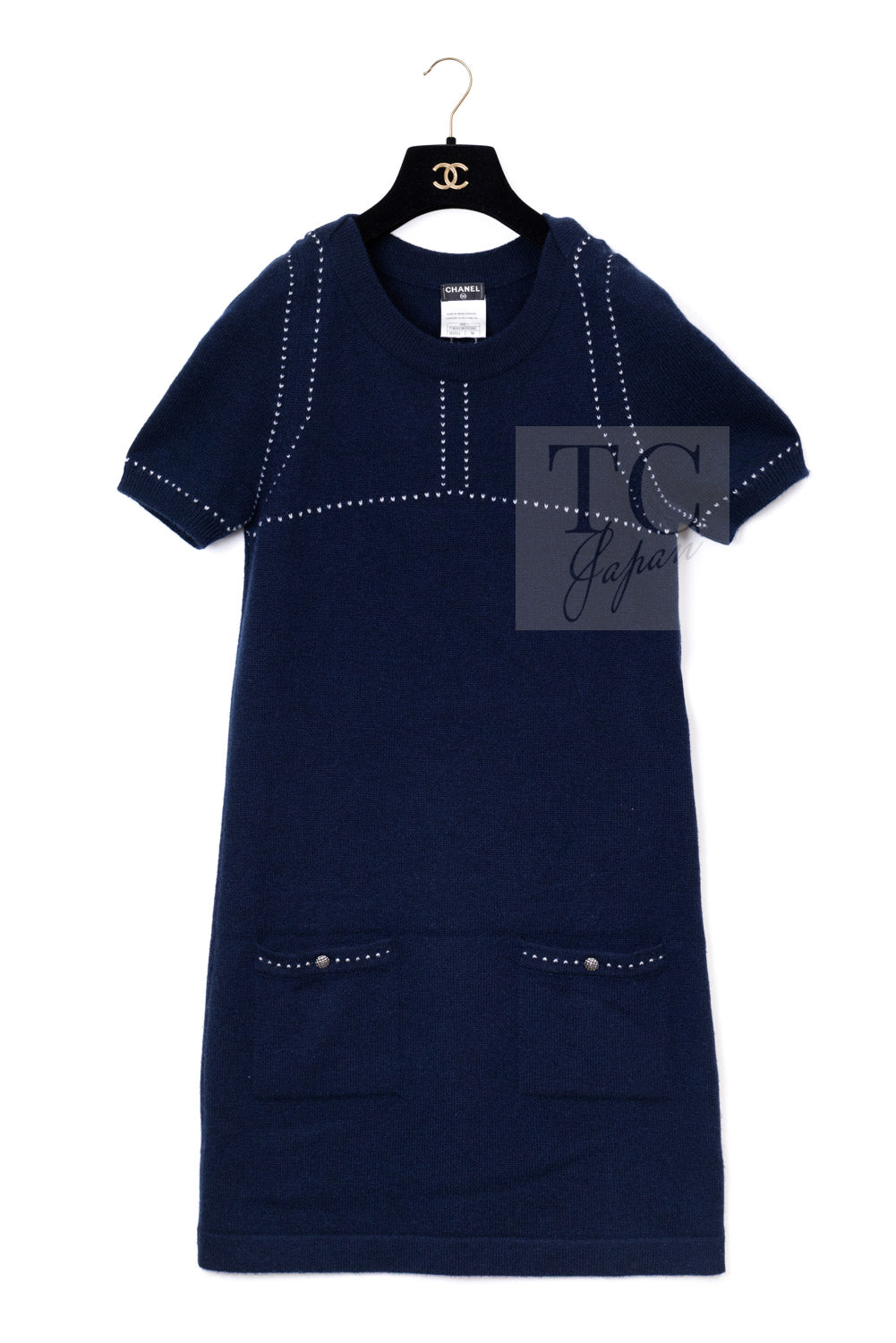 CHANEL 09A Drak Navy Stitch Cashmere 100% Knit Dress 38 2