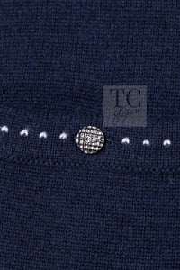 CHANEL 09A Drak Navy Stitch Cashmere 100% Knit Dress 38 5