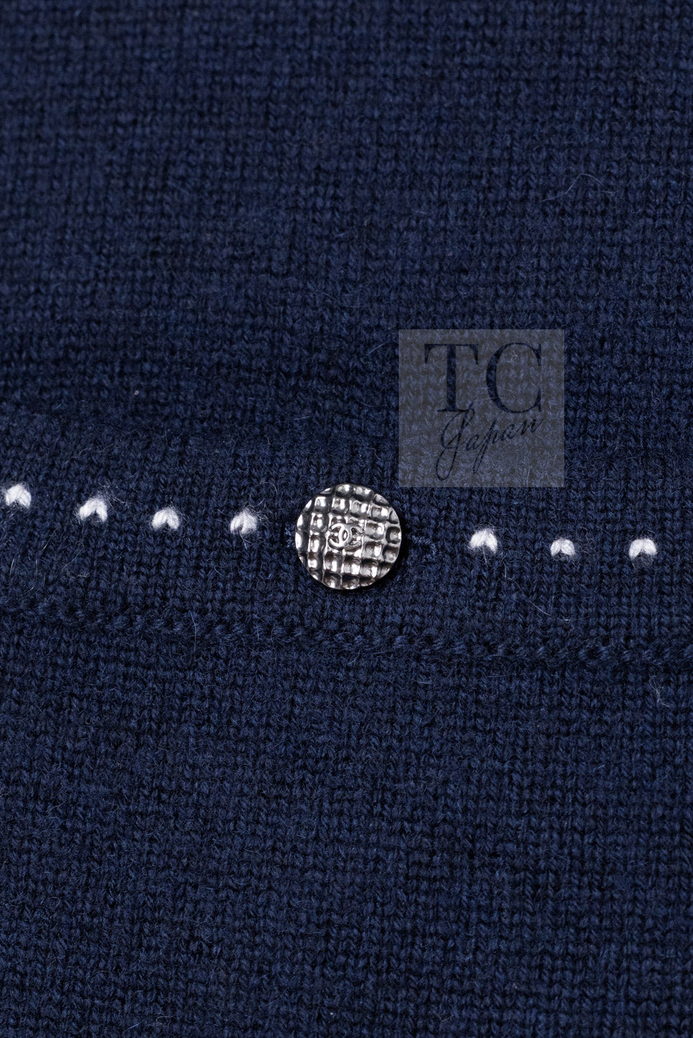 CHANEL 09A Drak Navy Stitch Cashmere 100% Knit Dress 38 5