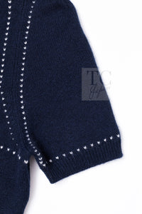 CHANEL 09A Drak Navy Stitch Cashmere 100% Knit Dress 38 14
